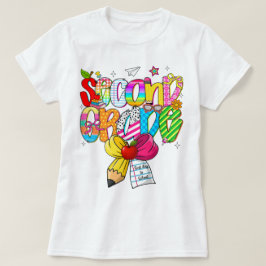 Preppy Second Grade 2nd Grade Teachers Girls T-Shirt
