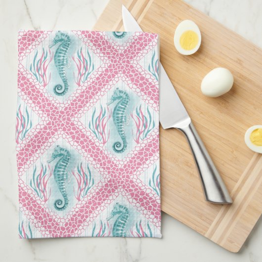 Preppy-Seepferd Geschirrtuch (Viertel Falte)