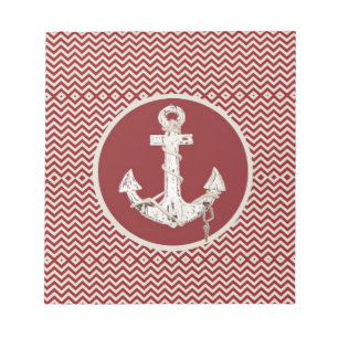 Preppy SeeZickzack Strandanker burgunders Notizblock