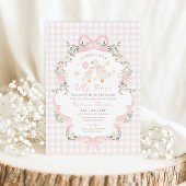 Preppy Silly Goose Pink Bow Girl Baby Shower Einladung