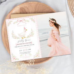 Preppy Silly Goose Rosa Schleife Mädchen Baby Show Einladung