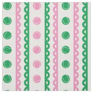 Preppy-Skallop-Tennis-Streifen - Pink & Grün Stoff