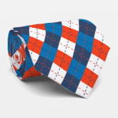 Preppy Sky Blue Navy Blue Orange White Raute Krawatte (Gerollt)