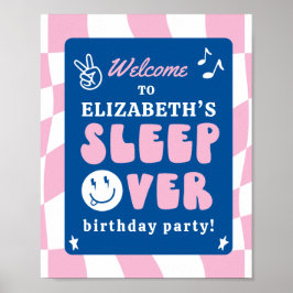 Preppy Sleep Over between Birthday Party Willkomme Poster