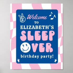 Preppy Sleep Over between Birthday Party Willkomme Poster