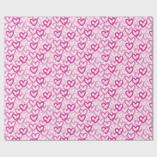 Preppy Small Hearts Pink Geschenkpapier (Flach)