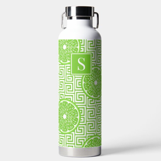 Preppy Sommer Citrus Lime auf Lime griechischem Sc Trinkflasche (Vorderseite)