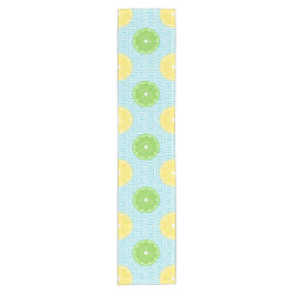 Preppy Sommer Citrus-Limonen-Lime auf Türkis  Kurzer Tischläufer