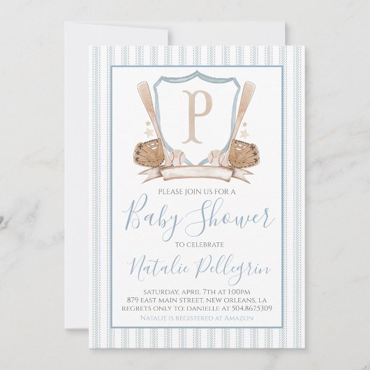Preppy Southern Baseball Baby Shower Einladung