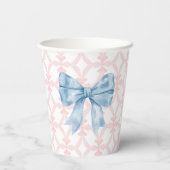Preppy Southern Blue Bow Baby Dusche Pappbecher (Rückseite)