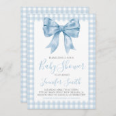 Preppy Southern Blue Bow Boy Baby Dusche Einladung (Vorne/Hinten)