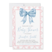 Preppy Southern Blue Bow Girl Baby Dusche
