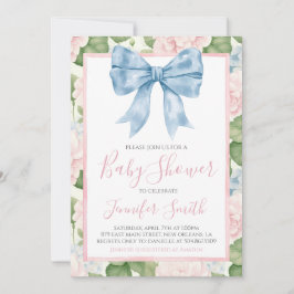 Preppy Southern Blue Bow Girl Baby Dusche Einladung