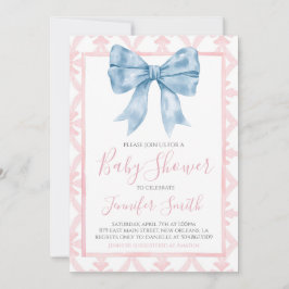 Preppy Southern Blue Bow Girl Baby Dusche Einladung