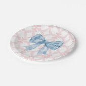 Preppy Southern Blue Bow Girl Baby Dusche Pappteller (Schrägansicht)