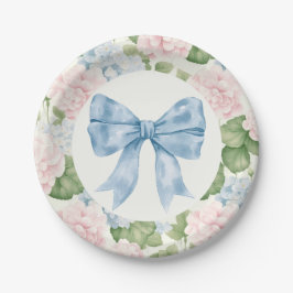 Preppy Southern Blue Bow Girl Baby Dusche Pappteller