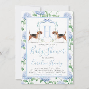 Preppy Southern Blue Boy Beagle Baby Showdusche Einladung