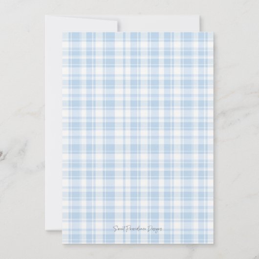 Preppy Southern Blue Boy Carriage Baby Shooter Einladung (Rückseite)