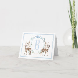 Preppy Southern Blue Boy Deer Baby Dusche Dankeskarte