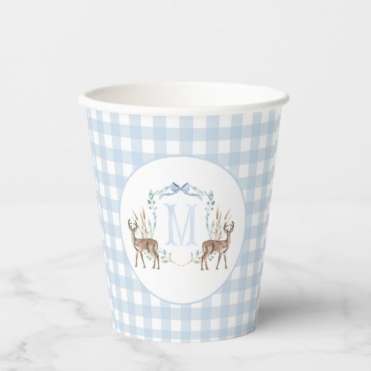 Preppy Southern Blue Boy Deer Baby Dusche Pappbecher (Vorderseite)