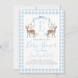 Preppy Southern Blue Boy Deer Hunter Baby Dusche Einladung
