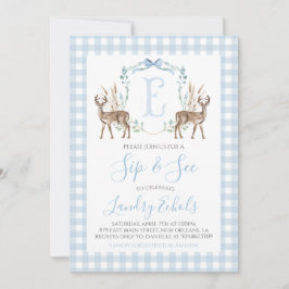 Preppy Southern Blue Boy Deer Hunter Sip und See Einladung