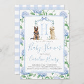 Preppy Southern Blue Boy Dog Baby Dusche Einladung (Vorne/Hinten)