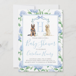 Preppy Southern Blue Boy Dog Baby Dusche Einladung