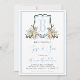 Preppy Southern Blue Boy Dog Baby Dusche Einladung