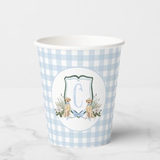 Preppy Southern Blue Boy Dog Baby Dusche Pappbecher (Vorderseite)