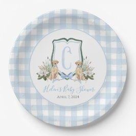 Preppy Southern Blue Boy Dog Baby Dusche Pappteller