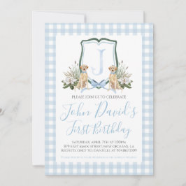 Preppy Southern Blue Boy Hund zum ersten Geburtsta Einladung