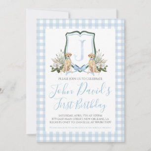 Preppy Southern Blue Boy Hund zum ersten Geburtsta Einladung