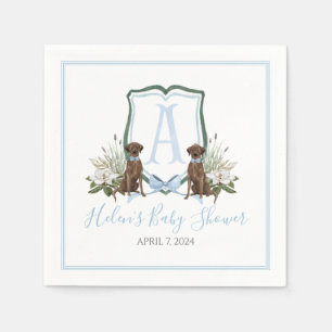 Preppy Southern Blue Boy Labrador Baby Showdusche  Serviette