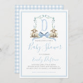Preppy Southern Blue Boy Lamb Baby Dusche Einladung