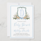 Preppy Southern Blue Boy Pelican Baby Dusche Einladung (Vorderseite)