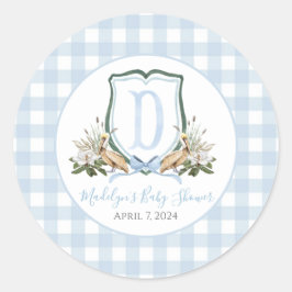 Preppy Southern Blue Boy Pelican Baby Dusche Runder Aufkleber