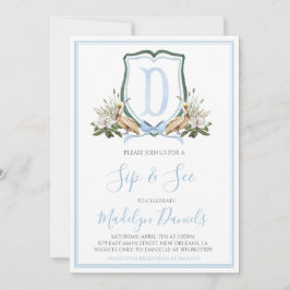 Preppy Southern Blue Boy Pelican Sip & See Einladung