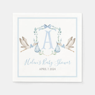 Preppy Southern Blue Boy Stork Baby Dusche Serviette