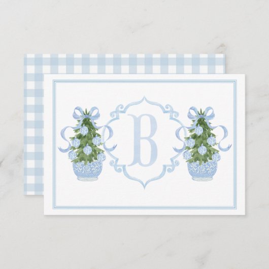 Preppy Southern Blue Chinoiserie Tree Baby Dusche Dankeskarte (Vorne/Hinten)
