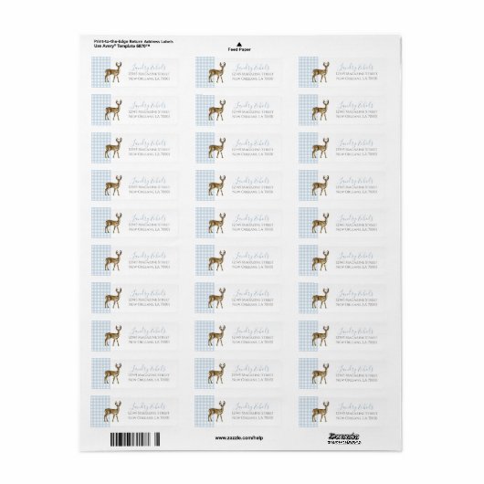 Preppy Southern Blue Deer Address Labels (Vorne)