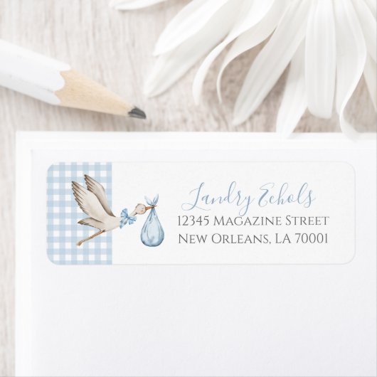 Preppy Southern Blue Stork Address Labels (Insitu)