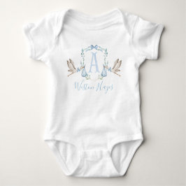 Preppy Southern Blue Stork Boy Baby Dusche Baby Strampler