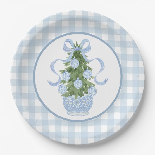 Preppy Southern Blue Weihnachtsdusche Pappteller (Vorderseite)