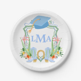 Preppy Southern Cowgirl Monogram Abschluss Pappteller