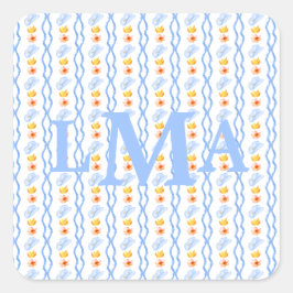 Preppy Southern Cowgirl Monogram Abschluss Quadratischer Aufkleber