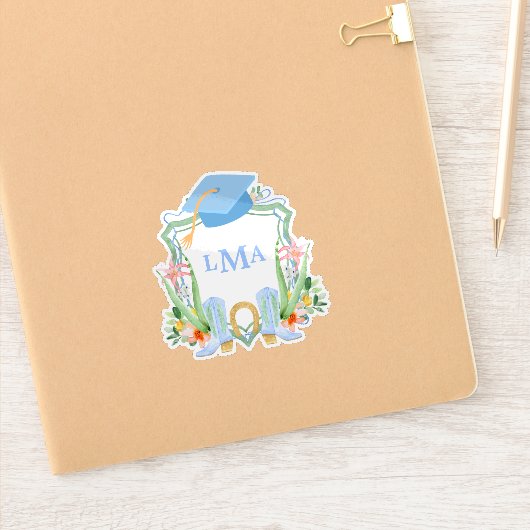 Preppy Southern Cowgirl Monogram Abschluss Square Aufkleber (Notizbuch)