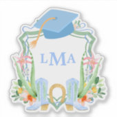 Preppy Southern Cowgirl Monogram Abschluss Square Aufkleber (Vorderseite)