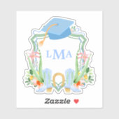 Preppy Southern Cowgirl Monogram Abschluss Square Aufkleber (Blatt)