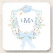 Preppy Southern Gingham Monogram Abschluss Getränkeuntersetzer (Vorderseite)